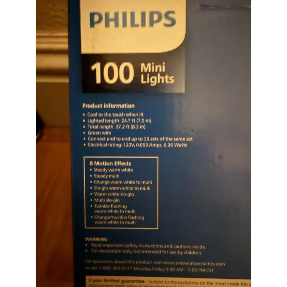 Philips LED Warm White /Multi Color Motion Effects Mini Christmas Lights